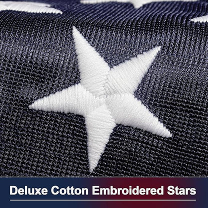 Knit Polyester American Flag 3x5 FT Outdoor Heavy Duty Luxury TearProof Series, Premium American Flags 3x5 for Outside, Knit USA US Flag with Wind Tunnel, Glow Effect, Embroidered Stars