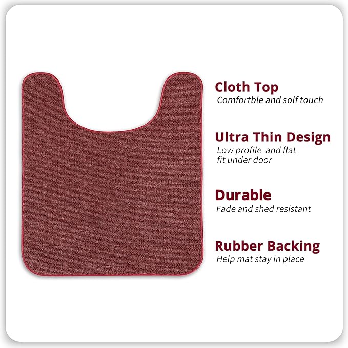 Toilet Rugs U Shaped Bathroom Rug,Machine Washable Non Slip Quick Dry Super Absorbent Ultra Thin Toilet Mats for Bathroom Toilet.Red,1'8"x2'(20x24inch)