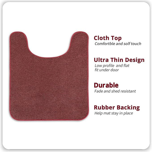 Toilet Rugs U Shaped Bathroom Rug,Machine Washable Non Slip Quick Dry Super Absorbent Ultra Thin Toilet Mats for Bathroom Toilet.Red,1'8"x2'(20x24inch)