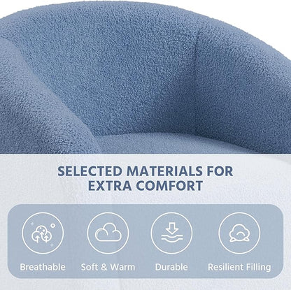 Yaheetech Barrel Chairs, Furry Accent Chairs with Soft Padded Armrest for Living Room Bedroom Waiting Room Office, Set of 2, Blue