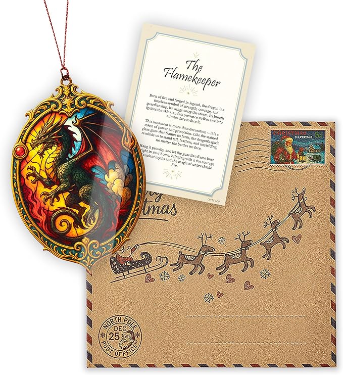 Dragon Ornaments. Dragon Ornaments for Christmas Tree - Book Lover - Christmas Ornament 2025 - Suncatcher Effect Window Hanging.car Hanging Accessories