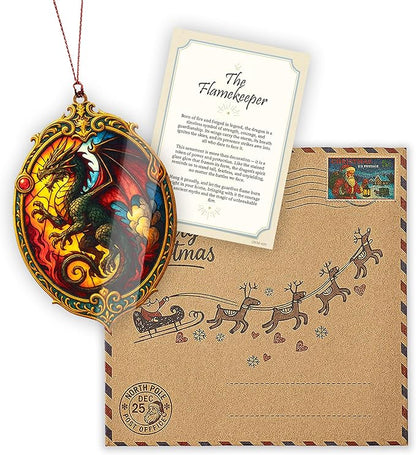 Dragon Ornaments. Dragon Ornaments for Christmas Tree - Book Lover - Christmas Ornament 2025 - Suncatcher Effect Window Hanging.car Hanging Accessories