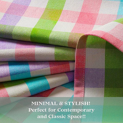 Multi Color Check 100% Cotton Tablecloth, Table Cover 52x70 Inch, Fits 4-6 Seats, Soft, Durable, Washable, Wrinkle Resistant, Rectangle Table Cloth for Dining, Birthdays, All Seasons