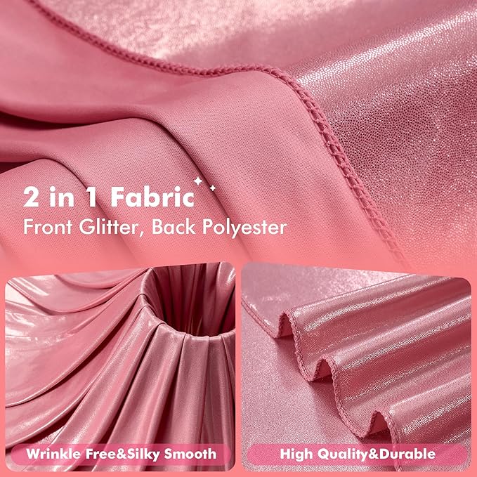 10x10ft Rose Gold Sequin Backdrop Curtain for Wedding Parties,2 Panels 5x10ft Thick Wrinkle Free Shimmer Glitter Rose Gold Photo Backdrop Drapes Curtains for Birthday Photography Background Cloth