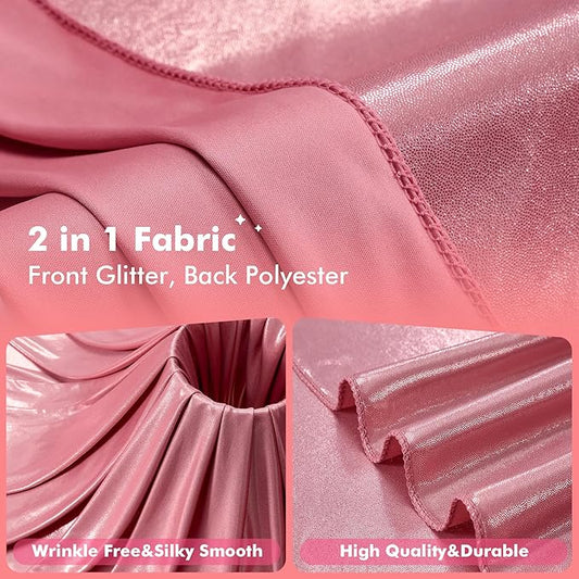 10x10ft Rose Gold Sequin Backdrop Curtain for Wedding Parties,2 Panels 5x10ft Thick Wrinkle Free Shimmer Glitter Rose Gold Photo Backdrop Drapes Curtains for Birthday Photography Background Cloth