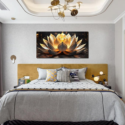 TYTAUPT Lotus Flower Canvas Wall Art For Bedroom Women Gold And Yellow Wall Decor For Living Room Teen Girl Room Decor 20 x 40 Inch Wrapped Canvas
