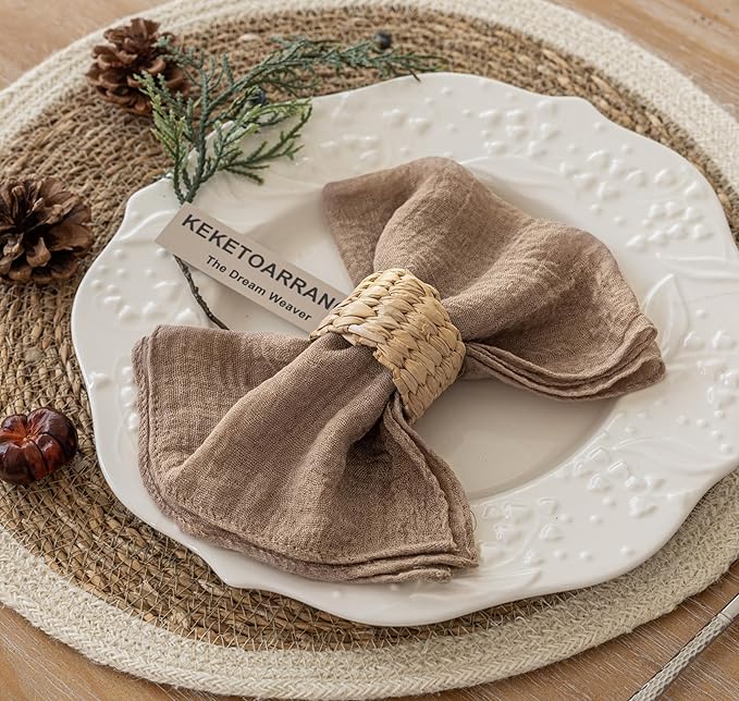 Cheesecloth Napkins 17x17 Inches Reusable Handmade Washable Table Napkins for Lunch Dinner Wedding Baby Shower Bridal Shower Party Rustic Boho Decorations Bulk Set of 10 Nude