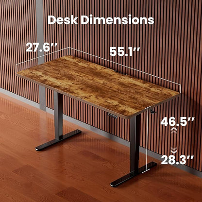 ErGear Height Adjustable Electric Standing Desk, 55 x 28 Inches Sit Stand up Desk, Memory Computer Home Office Desk, Vintage Brown