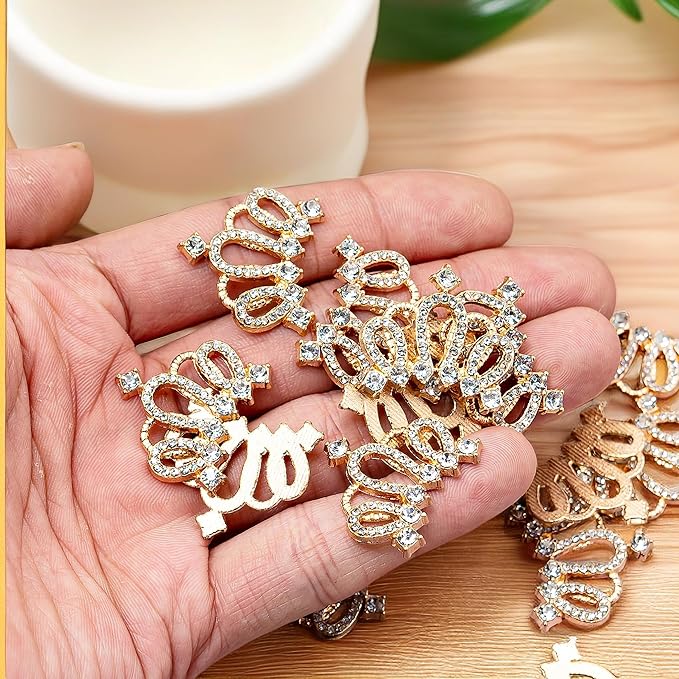 30PCS Crown Rhinestone Jewelry Embellishment for DIY Handmade Hair Accessories Sneakers, Clothes, Party Decorations Gift Box ，Dress，Rhinestone Alloy Appliques Decorative Home Decor (Gold)
