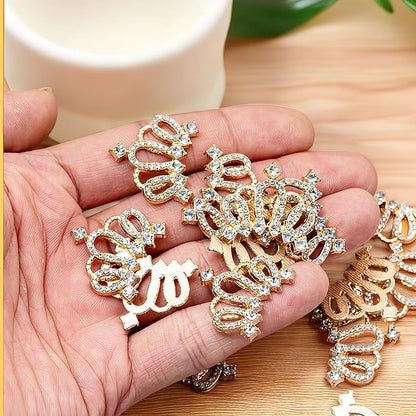 30PCS Crown Rhinestone Jewelry Embellishment for DIY Handmade Hair Accessories Sneakers, Clothes, Party Decorations Gift Box ，Dress，Rhinestone Alloy Appliques Decorative Home Decor (Gold)