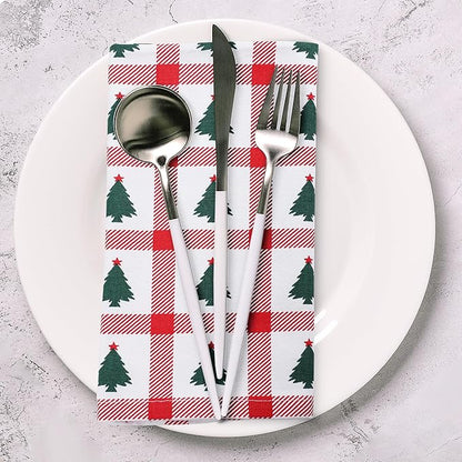 Urban Villa Cloth Napkins Set of 12 20x20 Inches 100% Cotton Napkins Cloth Washable Soft Durable Reusable Absorbent Table Dinner Napkins Cloth for Christmas Parties Hotel Lunch Restaurant – Tree Print