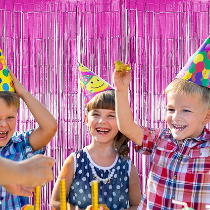 10 Pack Pink Fringe Backdrop, Pink Tinsel Backdrop Curtains, Party Decorations Supplies for Birthday, Holidays, Parties & More