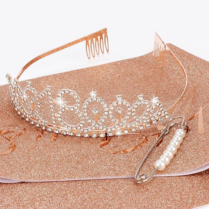 Crown and Pearl Pin Set for 18th Birthday - It's My 18th Birthday Sash, Tiara, Cake Topper, Decorations and Gift for Her