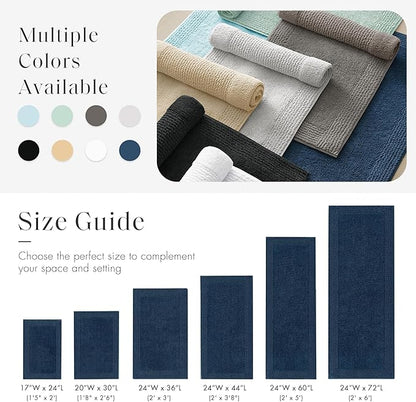 Madison Park Splendor Reversible 100% Cotton Tufted Bathroom Rug-3000 GSM Hotel Quality Luxurious Plush Medium Pile Bath Mat Absorbent, Quick Dry, Shower Room Décor, 24x36 Navy