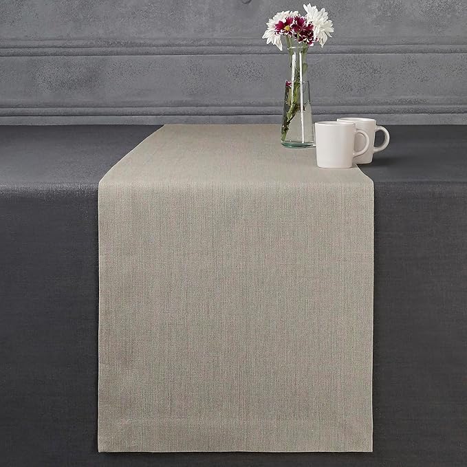 D'Moksha Homes Linen Natural Table Runner 72 Inches Long - 100% Pure Linen 14 x 72 Inch Table Runner for Dining, Winter, Christmas, Holiday - Machine Washable