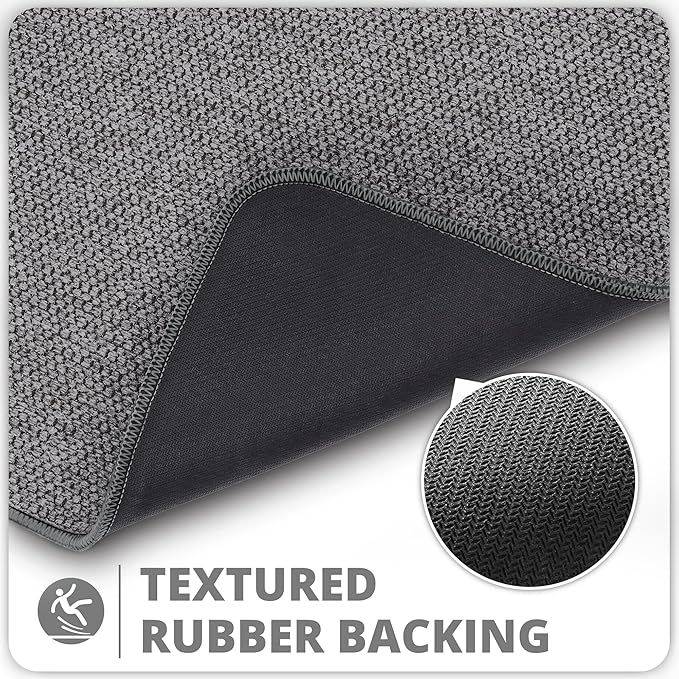 Bath Mat,Ultra Thin Bathroom Runner Rugs,Large Bath Mats for Bathroom,Quick Dry,Non-Slip,Machine Washable,Low Pile,Bath Rug,Shower Outside,Sink,Home Decor Accessories.Dark Grey,1'5"x2'11"（17x35inch）