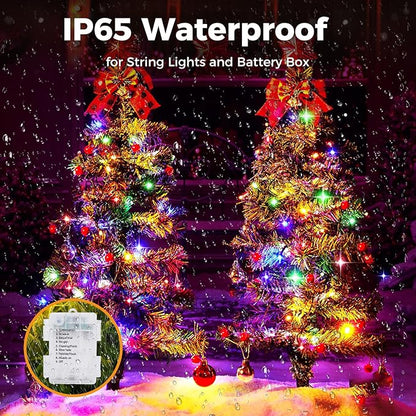 litogo 33 FT 100 LED Colored Fairy Lights Battery Operated with Remote and Timer, IP65 Waterproof Twinkle Lights Battery Powered 8 Mode Multicolor String Light for Outdoor Indoor Christmas Decor