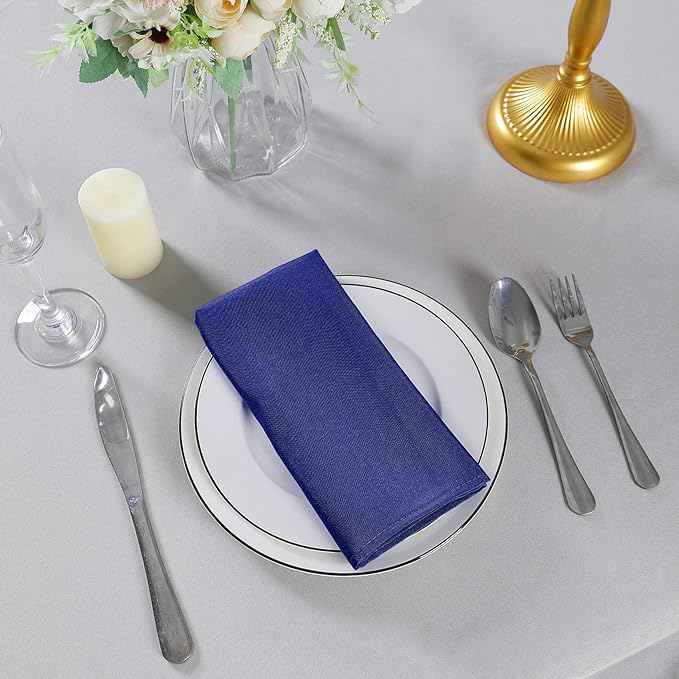 Cloth Napkins 17x17 inch Washable Polyester Dinner Napkins Soft Table Napkins for Wedding Party Dining Banquet(Royal Blue,50PCS)