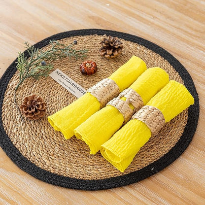 Cheesecloth Napkins 17x17 Inches Cloth Napkins Reusable Handmade Washable for Lunch Dinner Wedding Baby Bridal Shower Party Rustic Boho Decorations Bulk Set of 6 Yellow