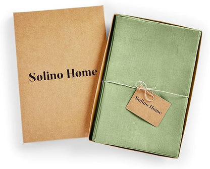 Solino Home Linen Napkins Set of 4-100% Pure Linen Laurel Green Dinner Napkins Cloth 20 x 20 Inch for Fall, Autumn - Fete, Handcrafted and Machine Washable