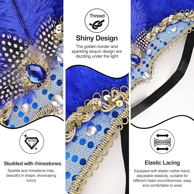 Women's Carnival Feather Headpieces Sequin Headdress for Wedding Masquerade Party Cosplay Feather Headbands