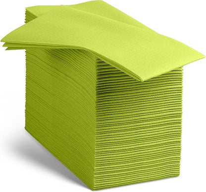 Linen-Feel Colored Paper Napkins - Decortive Cloth-Like Pastel Green Dinner Napkins - Soft And Absorbent. For Kitchen, Party, Wedding, Bathroom Or Any Occasion. (Pack of 100)
