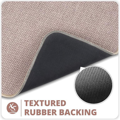 Bath Mat,Ultra Thin Bathroom Runner Rugs,Large Bath Mats for Bathroom,Quick Dry,Non-Slip,Machine Washable,Low Pile,Bath Rug,Shower Outside,Sink,Home Decor Accessories.Beige,2'x6'(24x72inch)
