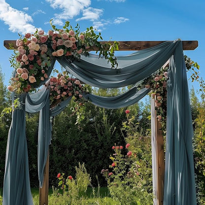 Wokceer Wedding Arch Draping Fabric Grey Blue 2 Panels 28.7" x 20FT Sheer Fabric Drapes Backdrop Arch Draping Fabric for Wedding Ceremony Birthday Party Bridal Shower Decoration