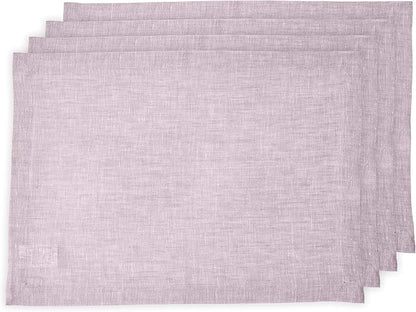 Solino Home Linen Placemats Set of 4-100% Pure Linen Chambray Lavender Cloth Placemats 14 x 19 Inch for Thanksgiving, Holiday - Athena