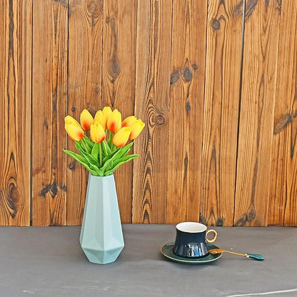 ONLY ART Artificial Sunset Tulips 20 Pcs – 13.5 Inch PU Faux Flowers with Bendable Stems for Home Décor, Wedding Centerpieces, DIY Floral Arrangements, Table Decorations