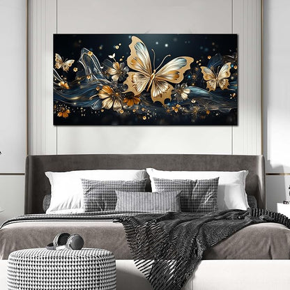 Gold Butterfly Wall Art Bedroom Teen Girl Room Decor Dorm Large Wall Art for Dorm Room Girl Ready to Hang 29 x 59 Inch