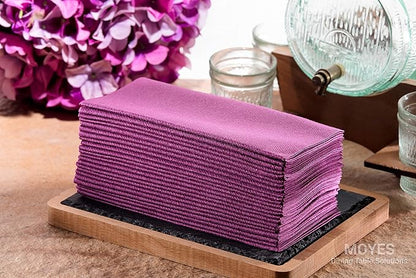 Purple Napkins | Linen Feel Guest Disposable Cloth Like Paper Dinner Napkins | Hand Towels | Soft, Absorbent, Paper Hand Napkins for Kitchen, Bathroom, Parties, Weddings, Dinners Or Events | 50 Pack