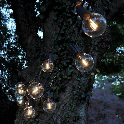 Hometown Evolution, Inc. G50 2" LED Filament Outdoor Patio String Lights with 0.6 Watt Light Bulbs (G50 LED - Black Wire, 10 ft)