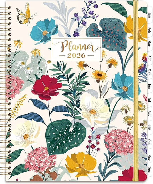 2026 Planner - Planner 2026 Weekly and Monthly, 9" x 11", Jan. 2026 - Dec. 2026, 2026 Hardcover Planner Spiral Bound, 12 Monthly Tabs, Elastic Closure