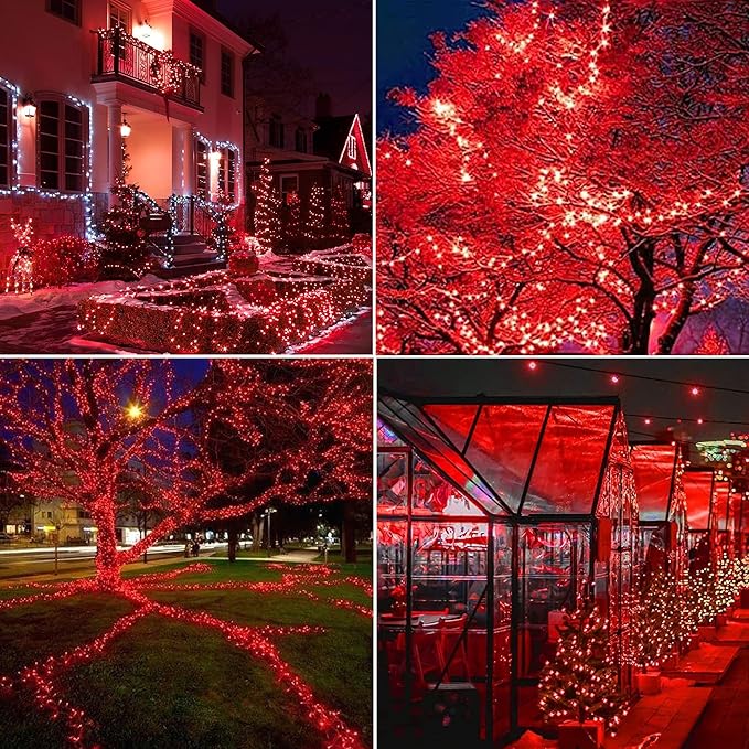 Joomer Battery String Lights, 2PACK Total 100 LED Battery Operated String Light, Twinkle Fairy Lights with Timer for Home, Garden, Store, Party, Holiday, Indoor Decor (Red)