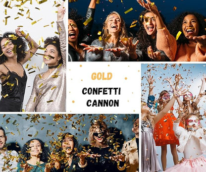 Confetti Cannon with Magic Snap - Pack of 6 Gold Poppers - Confetti Shooters for New Year's Eve, Birthday, Graduation, Party, Weddings - Confetti Launchers for any Celebration
