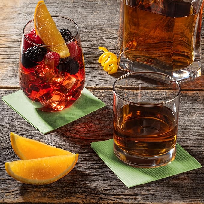 AMERICAN HOMESTEAD Cocktail Napkins - Premium 4.75"x4.75" Disposable Linen-Like Beverage Napkins - Bulk Square Party Bar Serviettes for Weddings, Parties, Events, and Daily Use - 100 Count - Pistachio