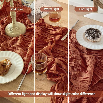 12 Pack Thanksgiving Table Runner Terracotta Boho Rustic Gauze 120 Inch 10 FT Cheesecloth Table Runners for Wedding Birthday Baby Shower Christmas Holiday Party Fall Decor for Home Farmhouse