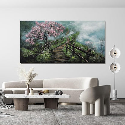 Dimpaga Canvas Wall Art Decor Large Wall Art Pictures for Living Room Tree of Life Wall Art Prints Foggy Trail Wall Art Decor Large Artwork for Walls for Room Home Office Wall Decor 29" X 58"