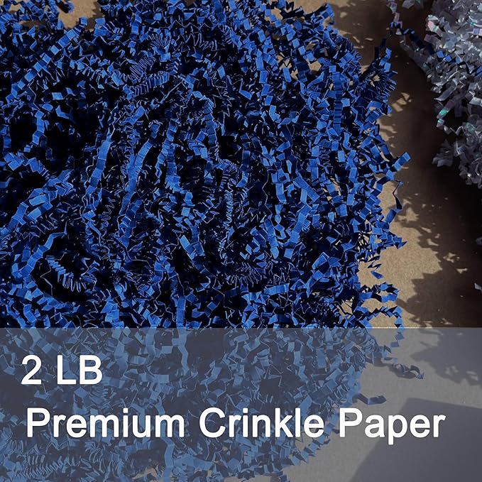 2LB Navy Blue Crinkle Paper Filler Shred Confetti for Gift Wrapping Birthdays Weddings Valentines Day Party Favors Decorations