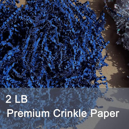 2LB Navy Blue Crinkle Paper Filler Shred Confetti for Gift Wrapping Birthdays Weddings Valentines Day Party Favors Decorations