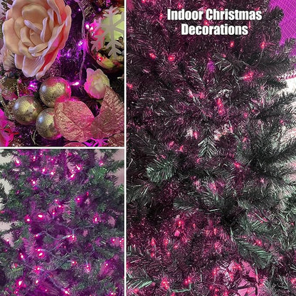 Christmas Lights 100 Count Pink Christmas Tree String Lights with White Wire for Outdoor Indoor Christmas Decorations Wedding Decorations Valentines Day Decor,UL Certified (21feet)