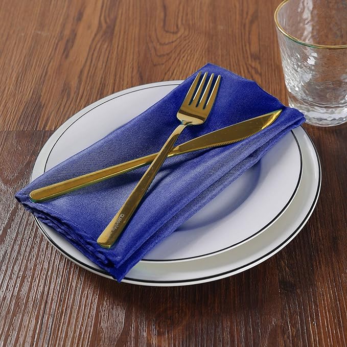 Cloth Napkins 17x17 inch Washable Polyester Dinner Napkins Soft Table Napkins for Wedding Party Dining Banquet(Royal Blue,50PCS)