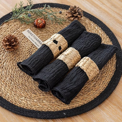 Cheesecloth Napkins 17x17 Inches Cloth Napkins Reusable Washable Handmade for Lunch Dinner Wedding Baby Shower Bridal Shower Party Rustic Boho Decorations Bulk Set of 10 Black
