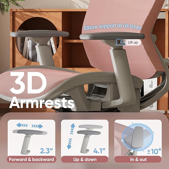 ELABEST Mesh Office Chair,Ergonomic Computer Desk Chair,Sturdy Task Chair- Adjustable Lumbar Support & Armrests,Tilt Function,Comfort Wide Seat,Swivel Home Office Chair