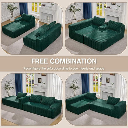 Hobestluk Modular Sectional Sofa Couches L-Shape Couch 3 Seat Modular Sofa Memory Foam Sectional Couches for Living Room, Cloud Couch with Oversized Chaise (108" Left Facing Chaise)