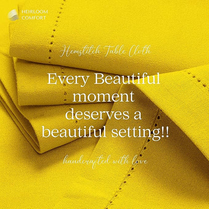 Lemon Yellow Rectangle Table Cloth, 60x86 Inch, 100% Cotton, Fits 6-8 Seats, Washable, Wrinkle Resistant, Durable, Dining Table Cover for Birthdays, Baby Showers, Spring Celebrations