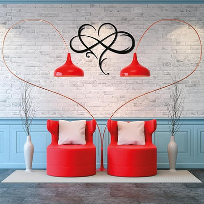 Infinity Heart Metal Wall Art – Minimalist Love Symbol for Home or Office, Durable Black Steel Display for Bedroom, Entryway, or Lounge, Ideal Gift for Wedding, Engagement, or Anniversary