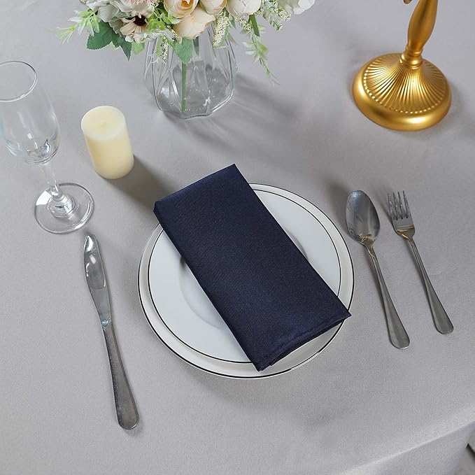 Cloth Napkins 17x17 inch Washable Polyester Dinner Napkins Soft Table Napkins for Wedding Party Dining Banquet(Navy,100PCS)