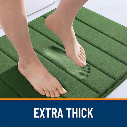 OLANLY Memory Foam Bath Mat 30x20, Super Soft Absorbent Bathroom Rugs, Quick Dry, Machine Washable Shower Floor Rugs, Bathmat Carpet, Bathroom Home Decor Accessories, Olive Green